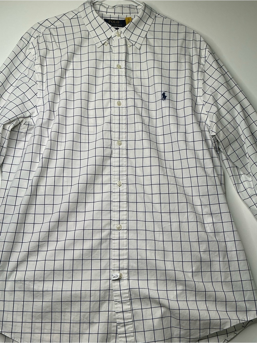 Ralph Lauren Men's Shirt Classic Fit X-Large White Check Button Up Long Sleeve